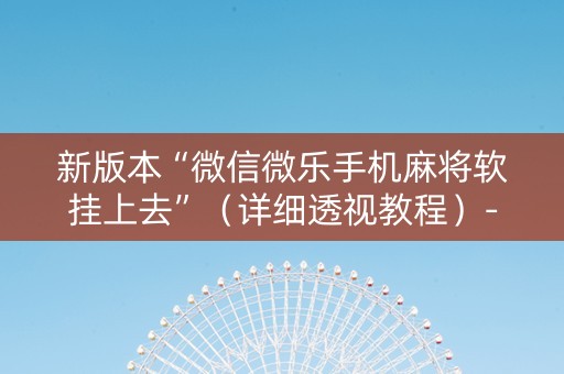新版本“微信微乐手机麻将软挂上去”（详细透视教程）-哔哩哔哩
