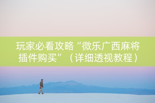 玩家必看攻略“微乐广西麻将插件购买”（详细透视教程）-哔哩哔哩