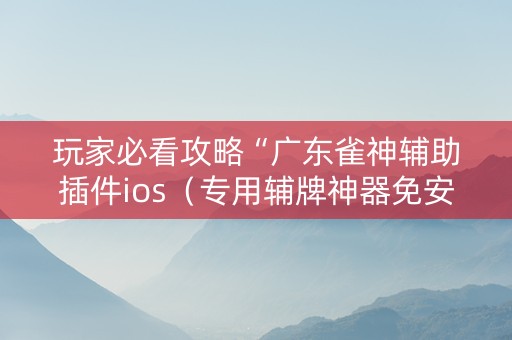 玩家必看攻略“广东雀神辅助插件ios（专用辅牌神器免安装）