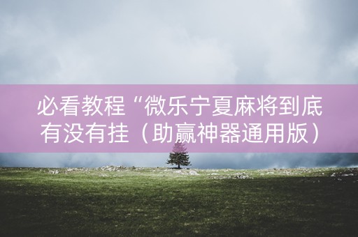 必看教程“微乐宁夏麻将到底有没有挂（助赢神器通用版）