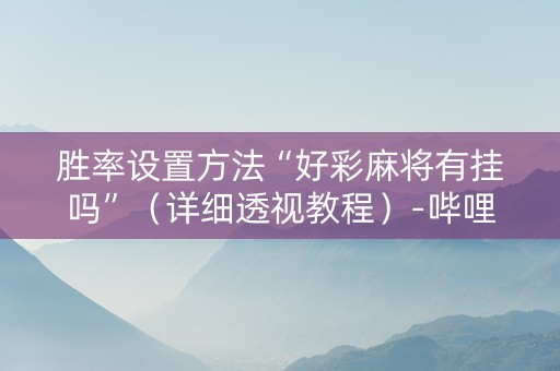 胜率设置方法“好彩麻将有挂吗”（详细透视教程）-哔哩哔哩