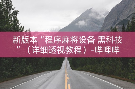 新版本“程序麻将设备 黑科技”（详细透视教程）-哔哩哔哩