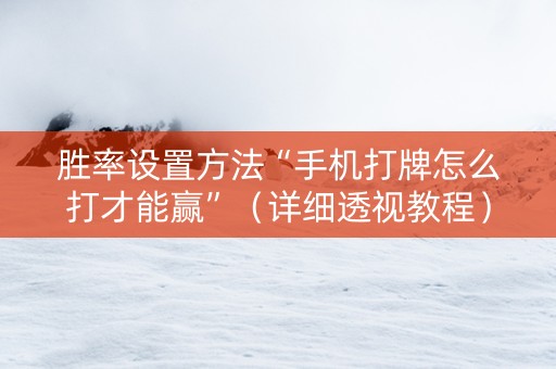 胜率设置方法“手机打牌怎么打才能赢”（详细透视教程）-哔哩哔哩