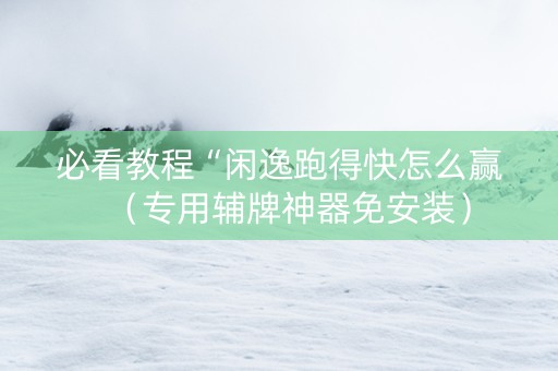 必看教程“闲逸跑得快怎么赢（专用辅牌神器免安装）