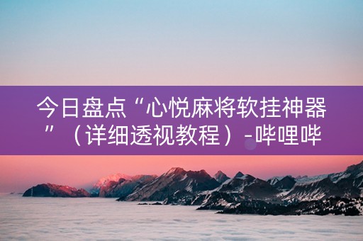 今日盘点“心悦麻将软挂神器”（详细透视教程）-哔哩哔哩