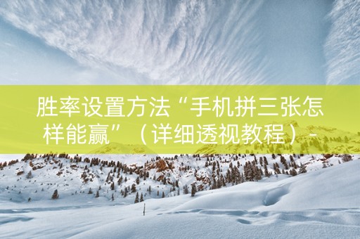 胜率设置方法“手机拼三张怎样能赢”（详细透视教程）-哔哩哔哩