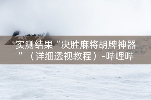 实测结果“决胜麻将胡牌神器”（详细透视教程）-哔哩哔哩