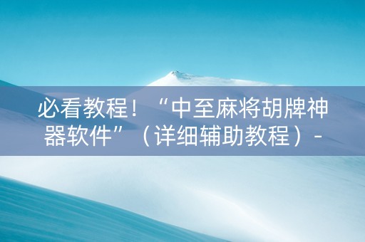 必看教程！“中至麻将胡牌神器软件”（详细辅助教程）-哔哩哔哩