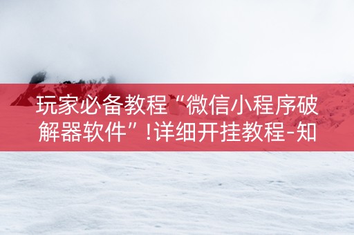 玩家必备教程“微信小程序破解器软件”!详细开挂教程-知乎