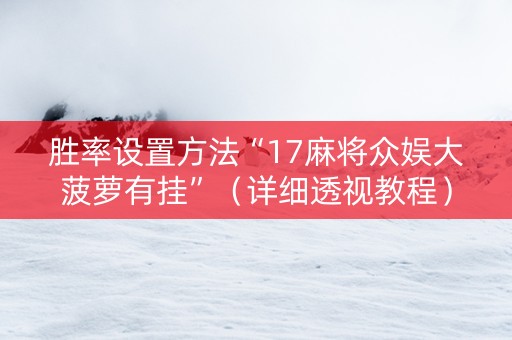 胜率设置方法“17麻将众娱大菠萝有挂”（详细透视教程）-哔哩哔哩