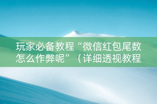 玩家必备教程“微信红包尾数怎么作弊呢”（详细透视教程）-哔哩哔哩