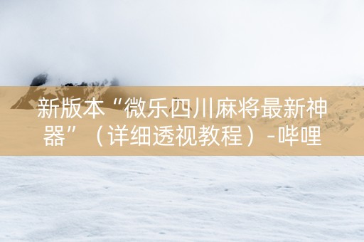 新版本“微乐四川麻将最新神器”（详细透视教程）-哔哩哔哩