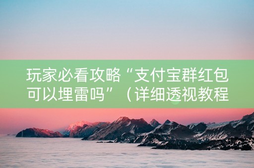 玩家必看攻略“支付宝群红包可以埋雷吗”（详细透视教程）-哔哩哔哩