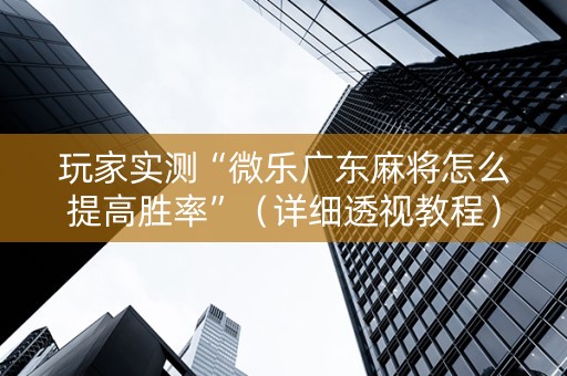 玩家实测“微乐广东麻将怎么提高胜率”（详细透视教程）-哔哩哔哩