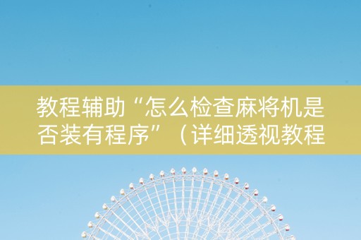 教程辅助“怎么检查麻将机是否装有程序”（详细透视教程）-哔哩哔哩