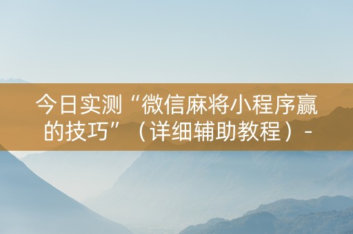 今日实测“微信麻将小程序赢的技巧”（详细辅助教程）-哔哩哔哩