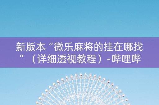 新版本“微乐麻将的挂在哪找”（详细透视教程）-哔哩哔哩