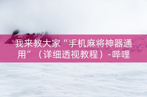 我来教大家“手机麻将神器通用”（详细透视教程）-哔哩哔哩