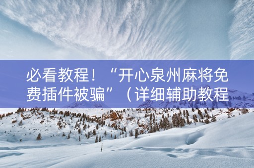 必看教程！“开心泉州麻将免费插件被骗”（详细辅助教程）-哔哩哔哩