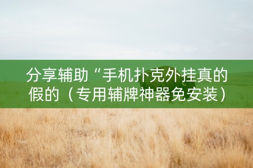 分享辅助“手机扑克外挂真的假的（专用辅牌神器免安装）