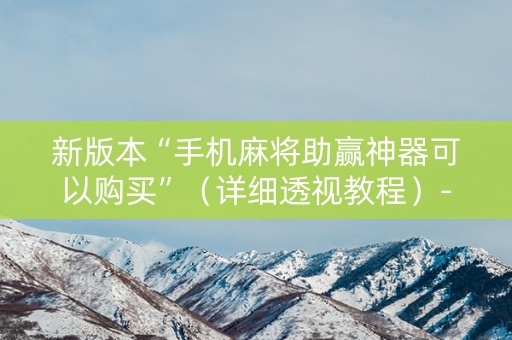 新版本“手机麻将助赢神器可以购买”（详细透视教程）-哔哩哔哩