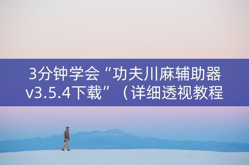 3分钟学会“功夫川麻辅助器v3.5.4下载”（详细透视教程）-哔哩哔哩