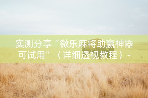 实测分享“微乐麻将助赢神器可试用”（详细透视教程）-哔哩哔哩