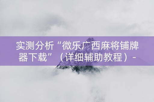 实测分析“微乐广西麻将铺牌器下载”（详细辅助教程）-哔哩哔哩