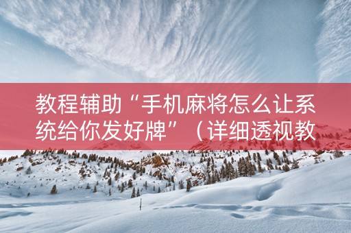 教程辅助“手机麻将怎么让系统给你发好牌”（详细透视教程）-哔哩哔哩