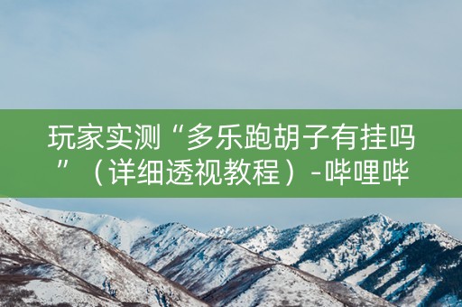 玩家实测“多乐跑胡子有挂吗”（详细透视教程）-哔哩哔哩