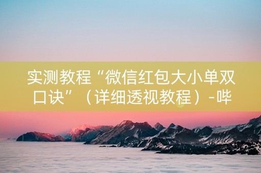 实测教程“微信红包大小单双口诀”（详细透视教程）-哔哩哔哩