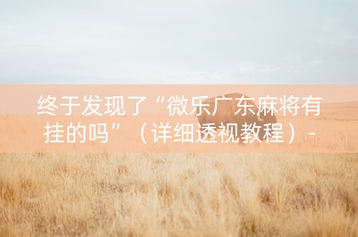 终于发现了“微乐广东麻将有挂的吗”（详细透视教程）-哔哩哔哩