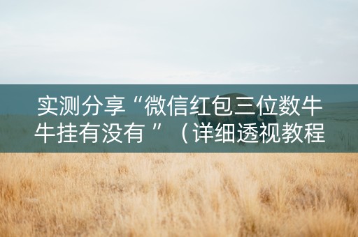 实测分享“微信红包三位数牛牛挂有没有 ”（详细透视教程）-哔哩哔哩
