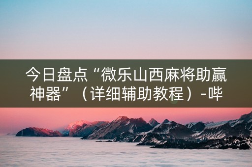 今日盘点“微乐山西麻将助赢神器”（详细辅助教程）-哔哩哔哩