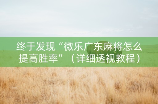 终于发现“微乐广东麻将怎么提高胜率”（详细透视教程）-哔哩哔哩