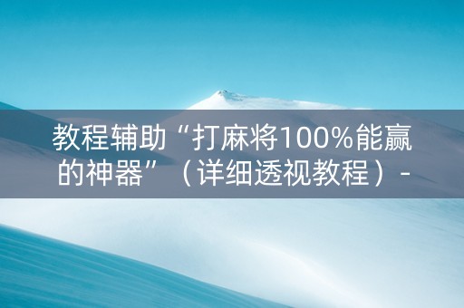 教程辅助“打麻将100%能赢的神器”（详细透视教程）-哔哩哔哩