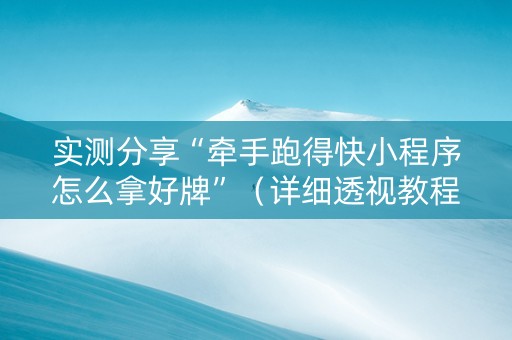 实测分享“牵手跑得快小程序怎么拿好牌”（详细透视教程）-哔哩哔哩
