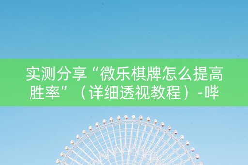 实测分享“微乐棋牌怎么提高胜率”（详细透视教程）-哔哩哔哩