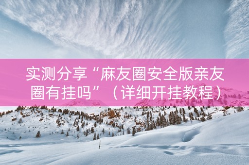 实测分享“麻友圈安全版亲友圈有挂吗”（详细开挂教程）-哔哩哔哩