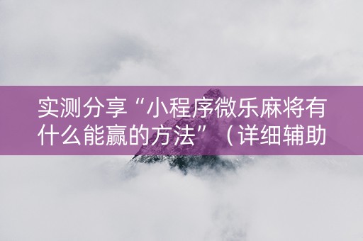 实测分享“小程序微乐麻将有什么能赢的方法”（详细辅助教程）-哔哩哔哩
