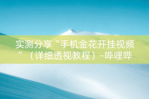 实测分享“手机金花开挂视频”（详细透视教程）-哔哩哔哩