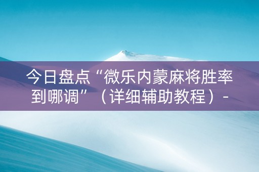 今日盘点“微乐内蒙麻将胜率到哪调”（详细辅助教程）-哔哩哔哩