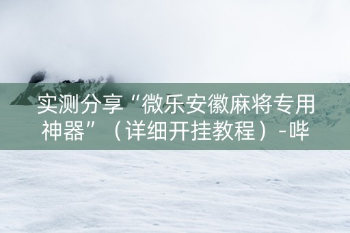 实测分享“微乐安徽麻将专用神器”（详细开挂教程）-哔哩哔哩