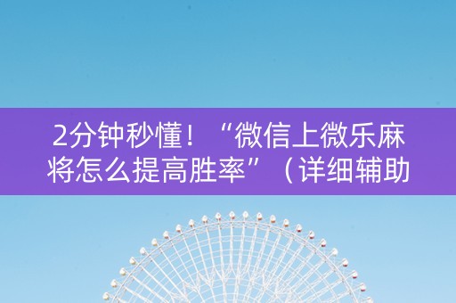 2分钟秒懂！“微信上微乐麻将怎么提高胜率”（详细辅助教程）-哔哩哔哩