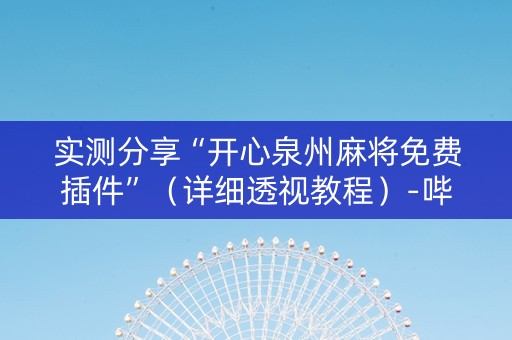 实测分享“开心泉州麻将免费插件”（详细透视教程）-哔哩哔哩