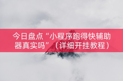今日盘点“小程序跑得快辅助器真实吗”（详细开挂教程）-哔哩哔哩