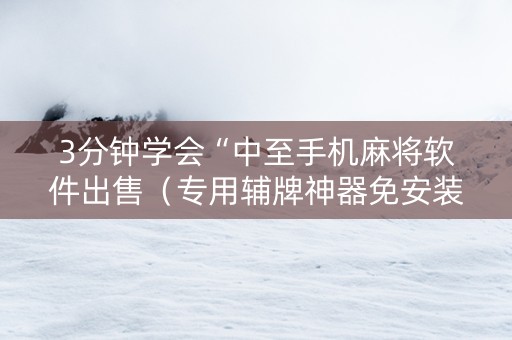 3分钟学会“中至手机麻将软件出售（专用辅牌神器免安装）