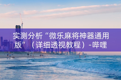 实测分析“微乐麻将神器通用版”（详细透视教程）-哔哩哔哩