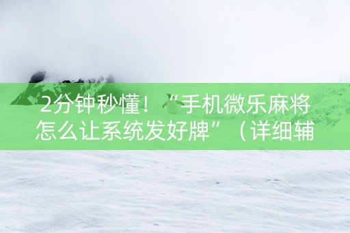 2分钟秒懂！“手机微乐麻将怎么让系统发好牌”（详细辅助教程）-哔哩哔哩