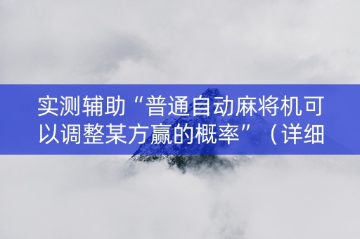 实测辅助“普通自动麻将机可以调整某方赢的概率”（详细透视教程）-哔哩哔哩